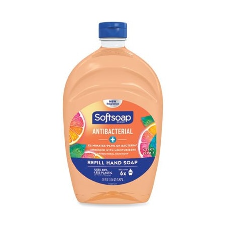 Colgate-Palmolive Softsoap, ANTIBACTERIAL LIQUID HAND SOAP REFILLS, FRESH, 50 OZ, ORANGE, 6PK 46325